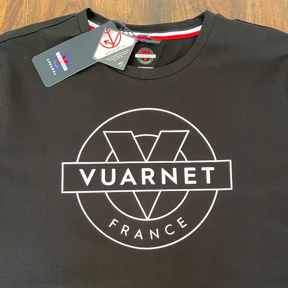 Vuarnet Black Short Sleeve Tee with White Logo Emblem Men’s 2XL